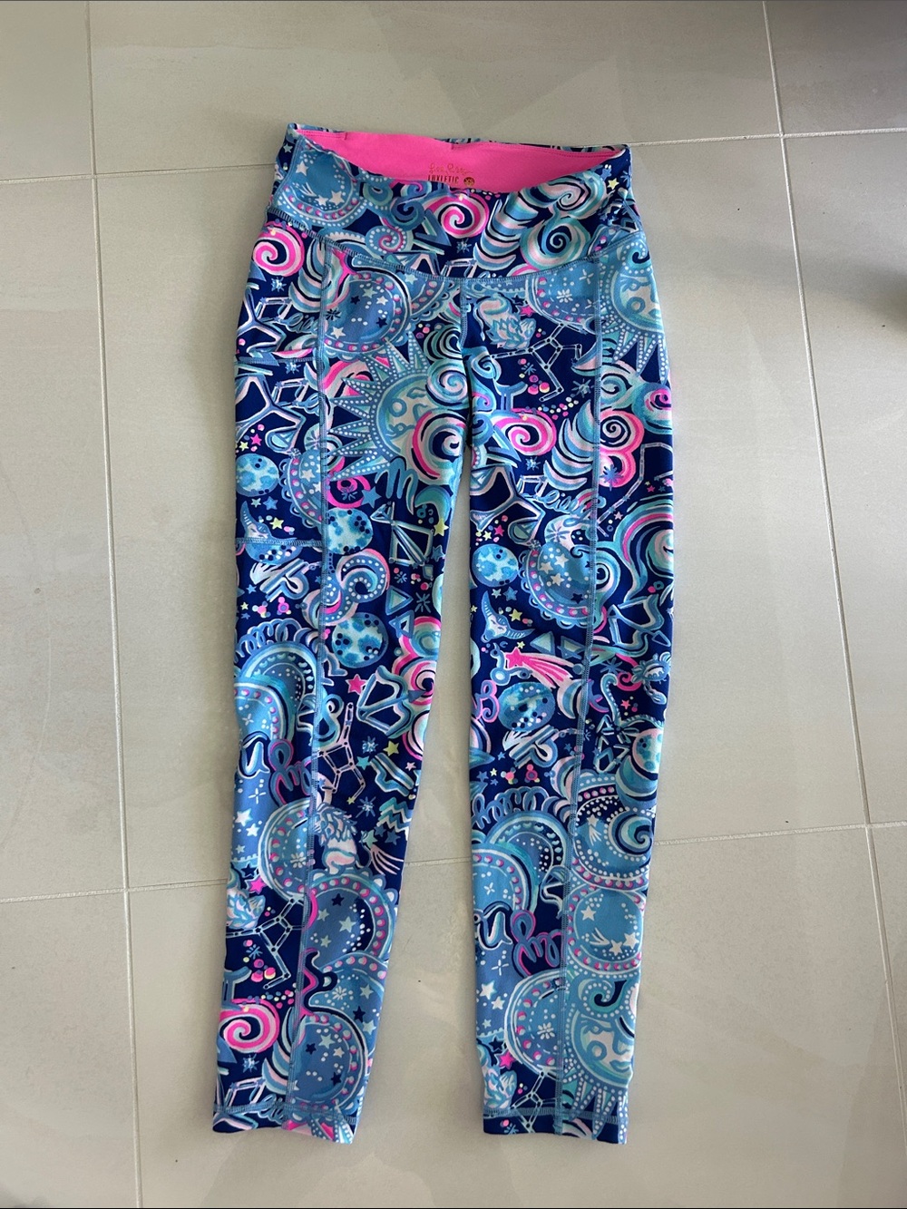 Lilly Pulitzer Blue & Pink Swirl Print Zodiac Leggings